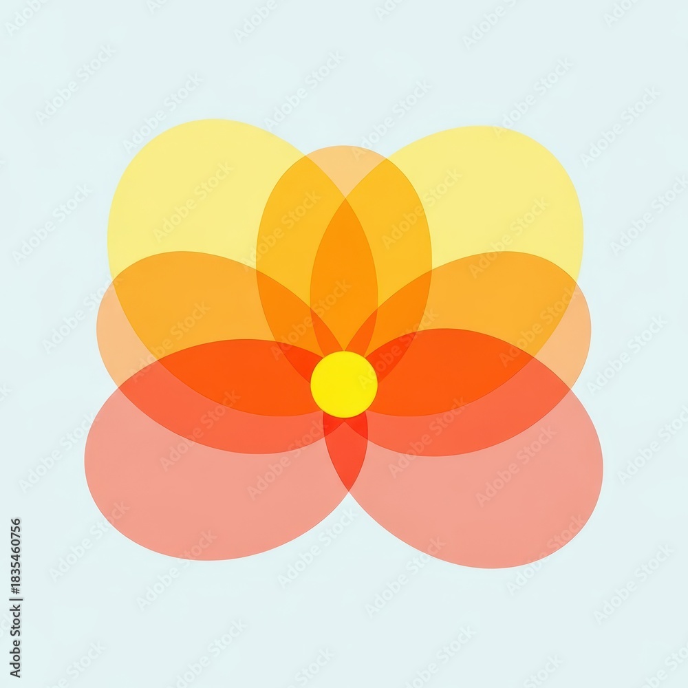 Obraz premium Overlapping translucent circles create a stylized floral arrangement against a light background