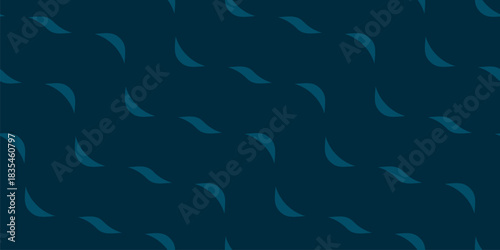 Vector minimal geometric seamless pattern with small wavy shapes, diagonal curved lines, waves. Simple abstract texture of ripple water surface. Dark blue background. Trendy modern repeating design