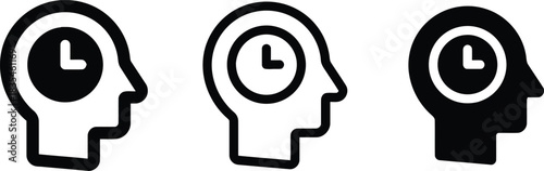 internal, human, three, design, face, call, profile, silhouette, black, simple, collection, mind, thought, graphic, time, white, awareness, clock, icons, concept