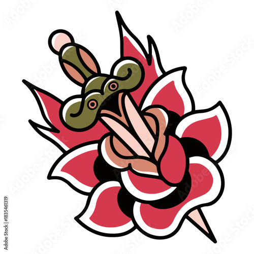 Rose dagger tattoo