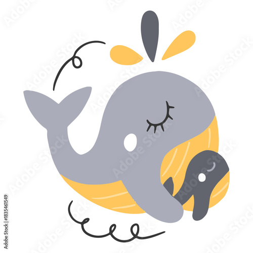 Mother and baby whales