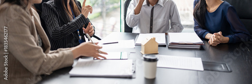 Business people signing contract making deal with real estate agent Concept for consultant home insurance Real estate investment Property insurance security. Real estate agent.