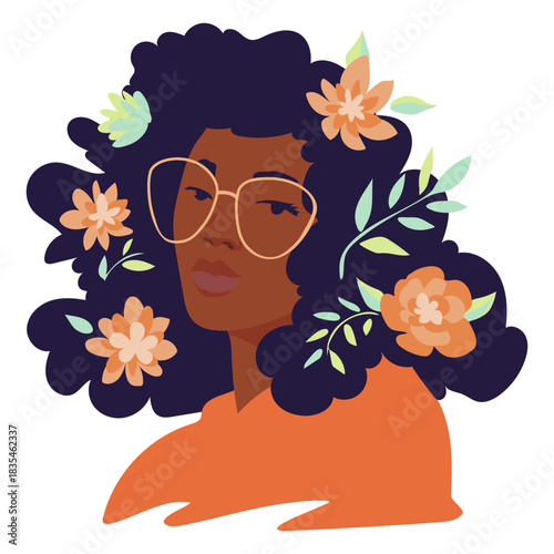 Black woman with flowers in her hair