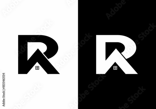 R letter icon real estate logo vector illustration