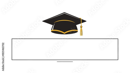 Academic achievement design template for the graduating class of 2026, featuring a mortarboard hat over a blank banner for personalized text
