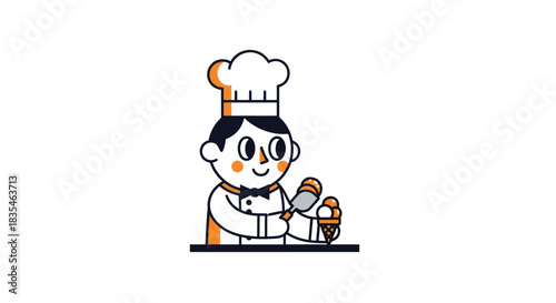 Chef making ice cream