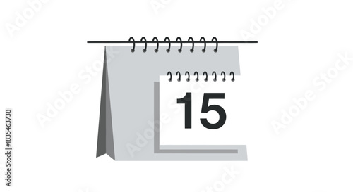 Minimalist grey desk calendar displaying the 15th