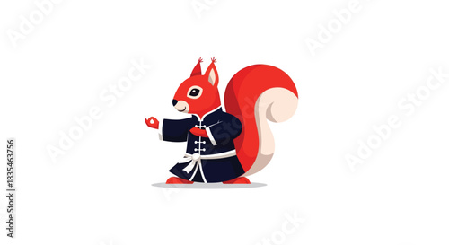 Cartoon red squirrel in a martial arts stance