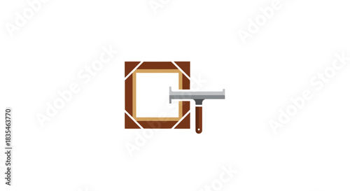 Wooden frame with brown straps and silver squeegee