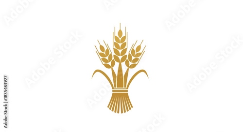 Golden wheat sheaf on white background