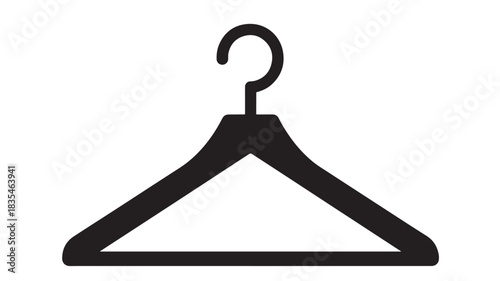 Streamlined black clothes hanger on white offers modern simplicity and fashion organization solutions perfect for closet design, retail displays, or minimalist wardrobe concepts