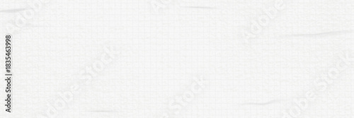 White grid checkered horizontal background. Off-white notebook crumpled paper sheet with editable lines. Vector illustration for grunge mixed media design and scrapbook 