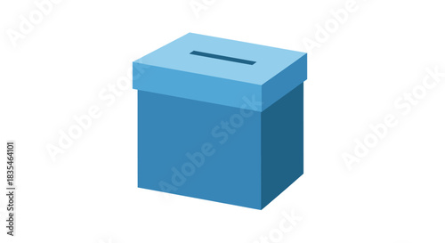 Isometric blue box with a slot on top