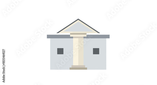 Building facade with column and gable