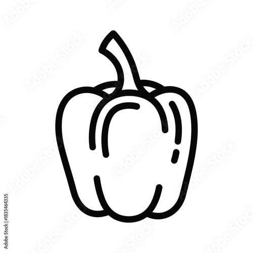 Outline illustration of bell pepper for healthy eating and culinary designs theme