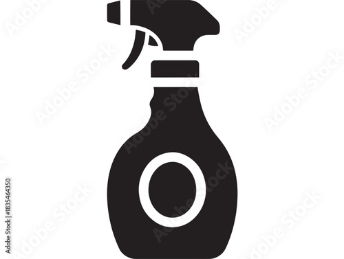 Essential black silhouette icon representing a modern spray bottle perfect for cleaning or household product design concepts