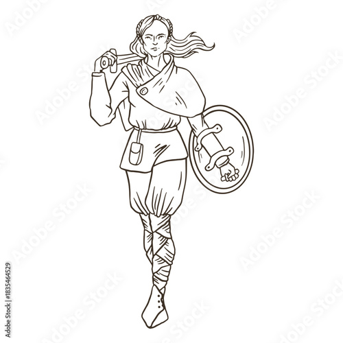 Viking woman warrior simple nordic people