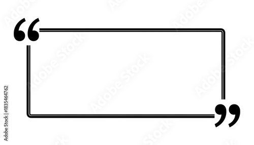 Minimalist quote box design with speech marks for text content isolated on transparent background