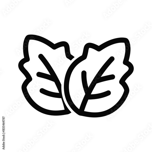 Simple icon illustration of lettuce leaves for salad in black outline style vector design