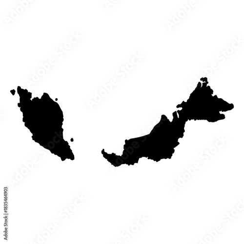 A silhouette of the map of Malaysia