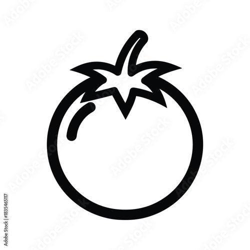 Outline icon illustration of fresh whole tomato vegetable on white background