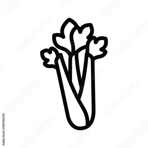Illustration of celery stalks icon representing fresh vegetable ingredient on white