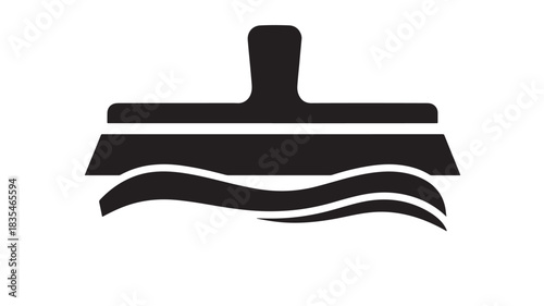 Squeegee icon design effectively cleaning or wiping away water waves symbolizing perfect surface maintenance and hygiene for cleaning services