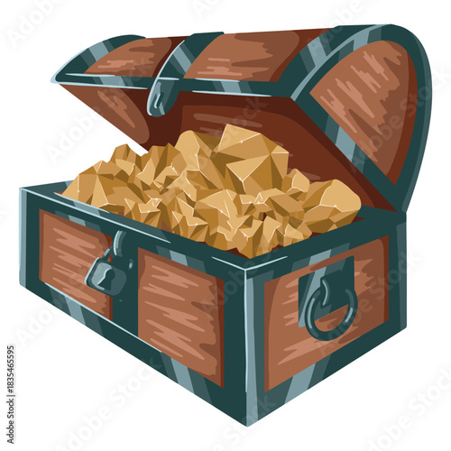 Chest full of gold rocks