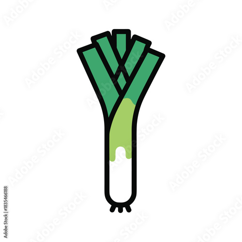 Leek colorful vector icon Healthy food ingredient flat illustration Isolated design on white background
