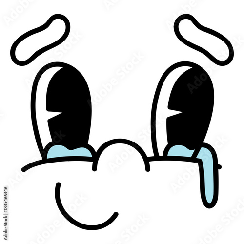 Mirthful cartoon visage with tears