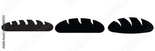 Minimal Bread Loaf Icon Set – Flat Stroke Style Bakery Symbol on White Background