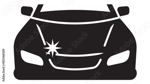 Sleek black car icon symbolizing automotive detailing shine and professional vehicle cleaning services for modern transport advertising