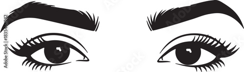 Glamorous eyelash and eyebrow vector set for makeup artists and beauty brands. Includes long lashes, smoky liner, and natural brow shapes.