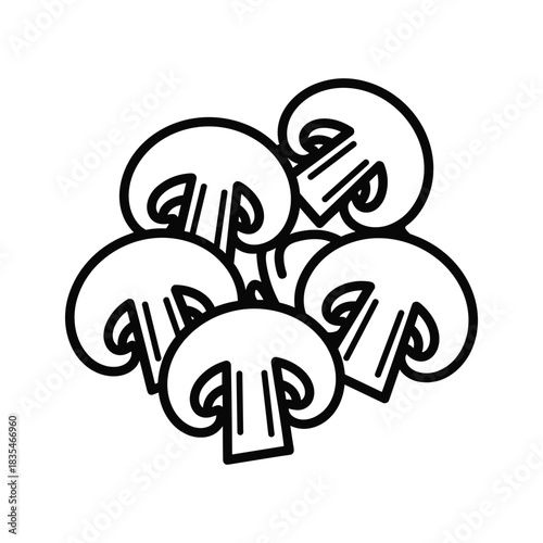 Sliced mushroom isolated on white background gourmet food ingredient for cooking