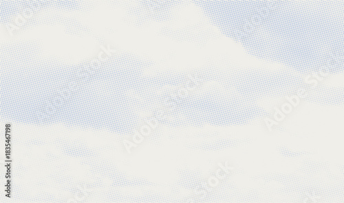 Color halftone texture of blue sky with white cloud. Abstract cloud pattern vector dotted pixel texture background with copy space.