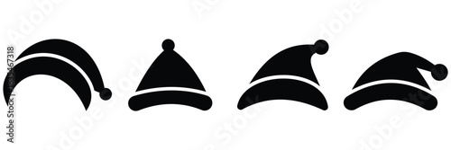 Santa Hat Vector Icon – Minimal Christmas Cap Illustration in Flat Outline Style