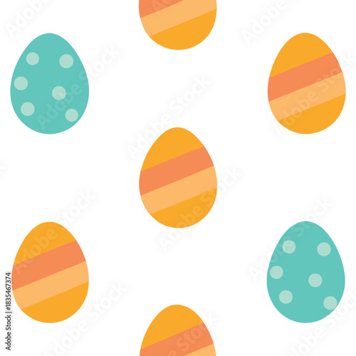 Simple vector pattern of colorful easter eggs on a white background for festive designs