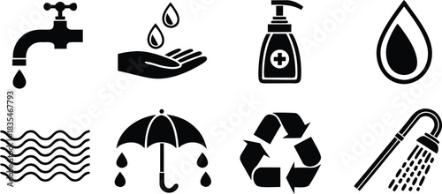 Washing icon set vector illustration collection