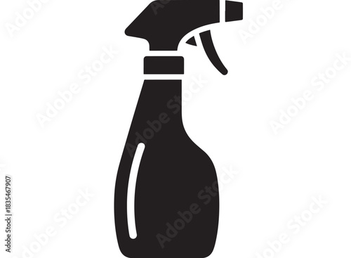 Essential black silhouette icon representing a household cleaning spray bottle ready for sanitizing and disinfecting tasks