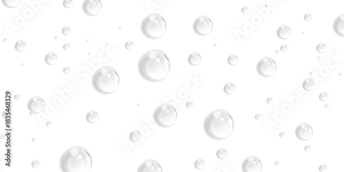Transparent water drops isolated background – realistic liquid bubble droplet pattern, condensation moisture splash texture for clean fresh wet design