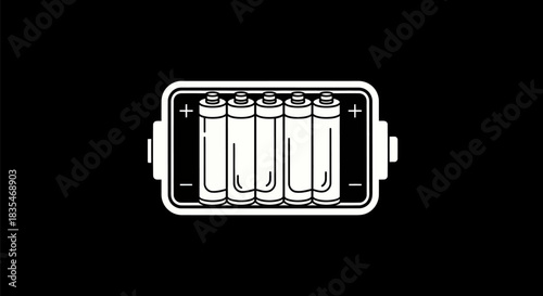 Battery Icon with Multiple Batteries Inside, Indicating Full Charge.