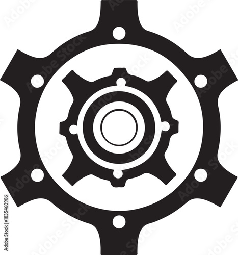 vector illustration of a black gear iocn