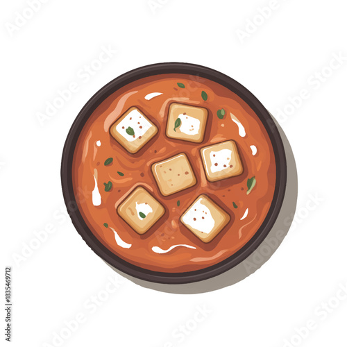 Paneer Curry Bowl Illustration