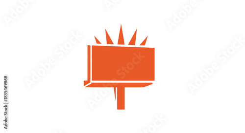 Orange billboard icon with spiked sunburst