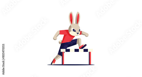 Anthropomorphic hare hurdling, athletic wear