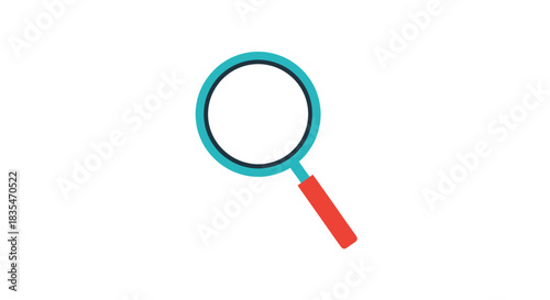 Magnifying glass with turquoise frame and red handle