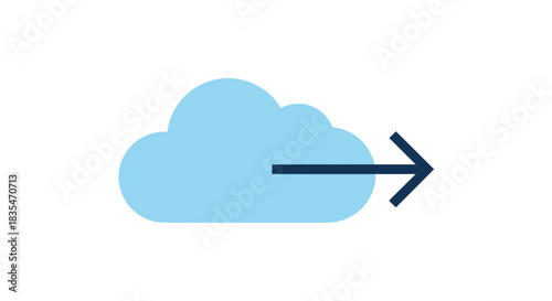 A light blue cloud with a navy arrow pointing right