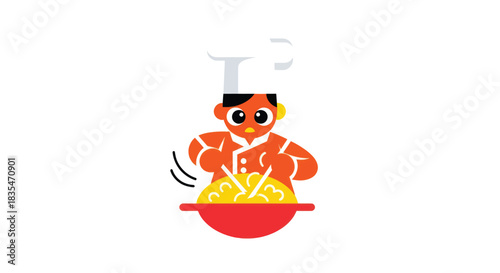 Cartoon chef stirring food