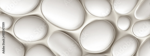 Graceful, smooth shapes interlock to form a calming pattern on a light background, evoking peacefulness and artistic creativity in contemporary art. Cloud Dancer Color of the Year