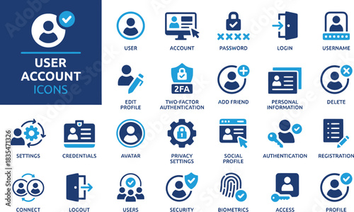 user, account, profile, login, password, username, authentication, security, settings, credentials, avatar, privacy, social profile, registration, connect, logout, users, biometrics, access, 2FA, add 